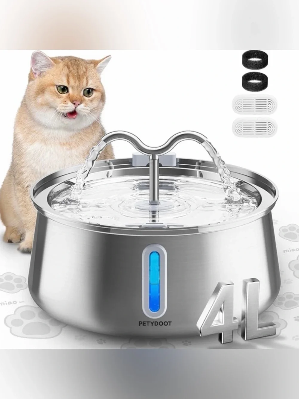 🐶🐱🐾💧 Stainless Steel Pet Water Fountain – 135oz / 4L